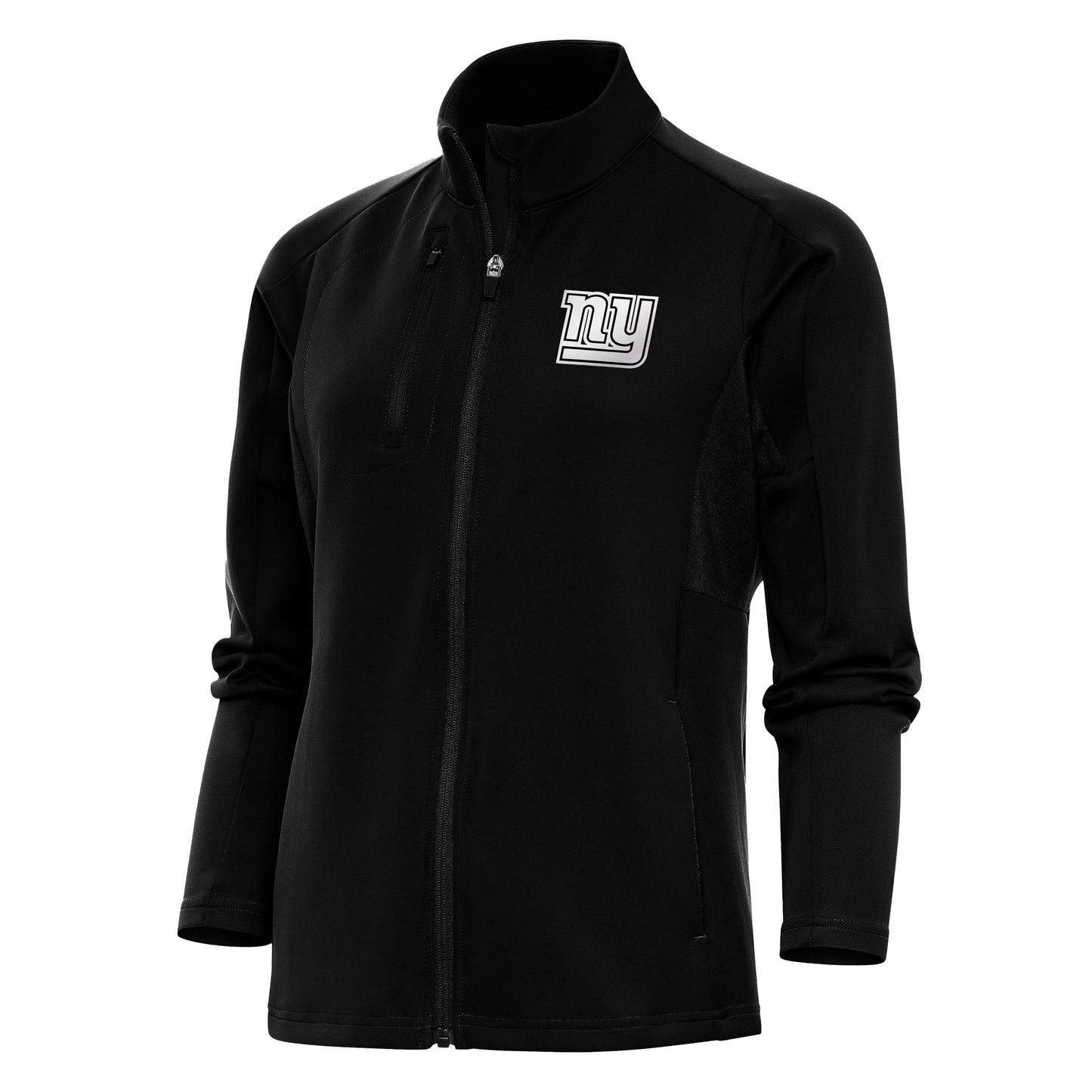 Women's Antigua Black New York Giants Metallic Logo Generation Full-Zip Jacket