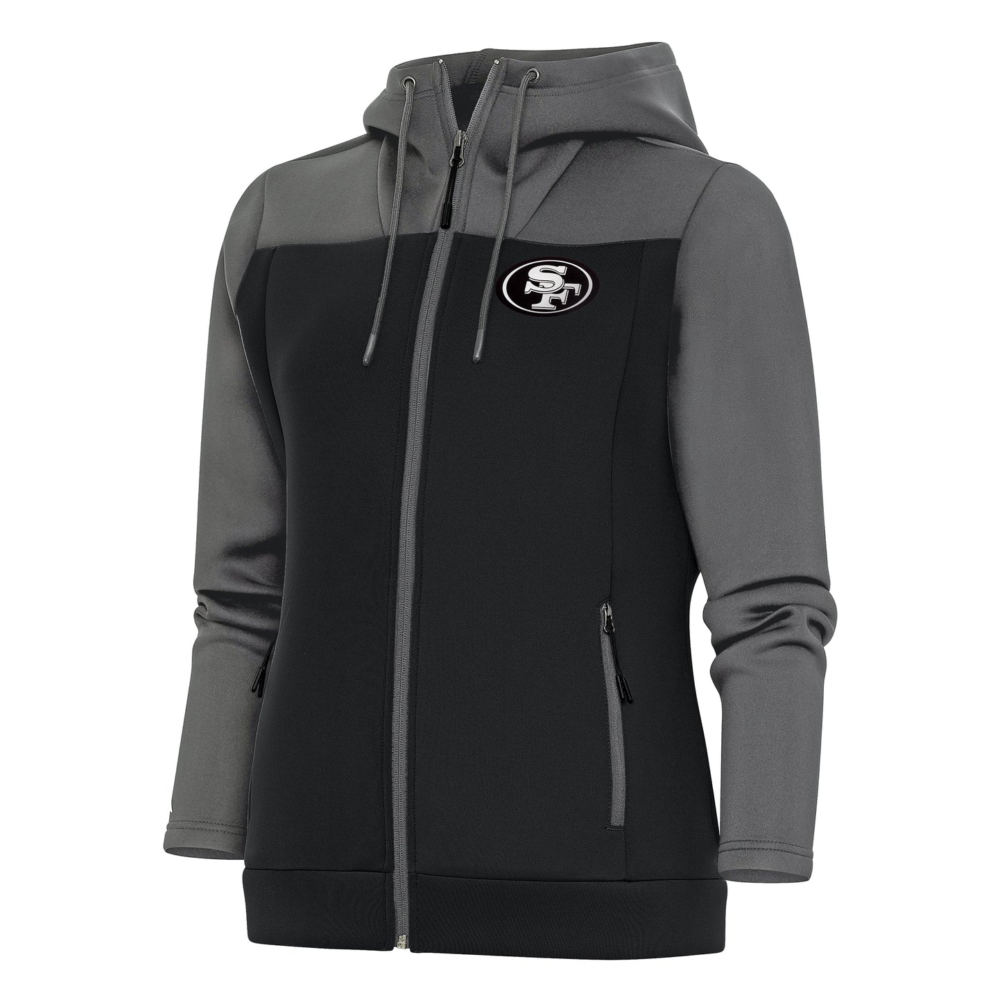 Women's Antigua Steel/Charcoal San Francisco 49ers Metallic Logo Protect Full-Zip Jacket