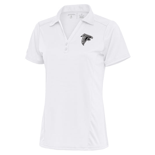 Women's Antigua White Atlanta Falcons Metallic Logo Tribute Polo