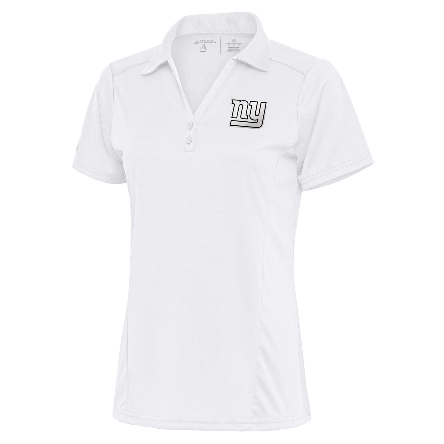 Women's Antigua White New York Giants Metallic Logo Tribute Polo