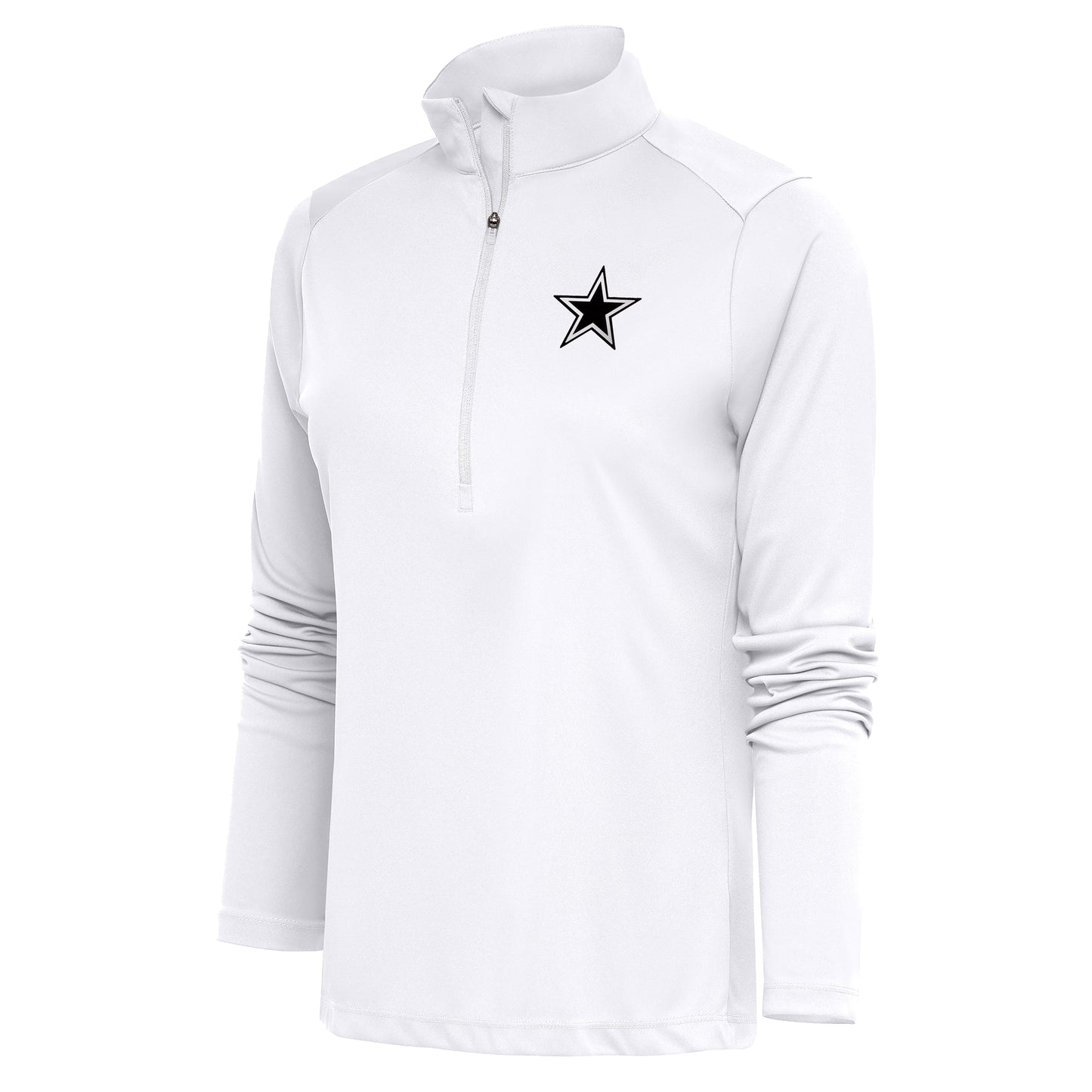 Women's Antigua White Dallas Cowboys Metallic Logo Tribute Half-Zip Top