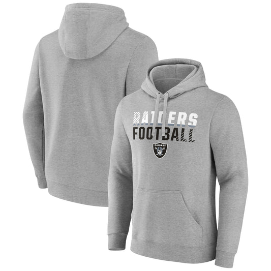 Men's Heather Gray Las Vegas Raiders Team Fade Out Fitted Pullover Hoodie