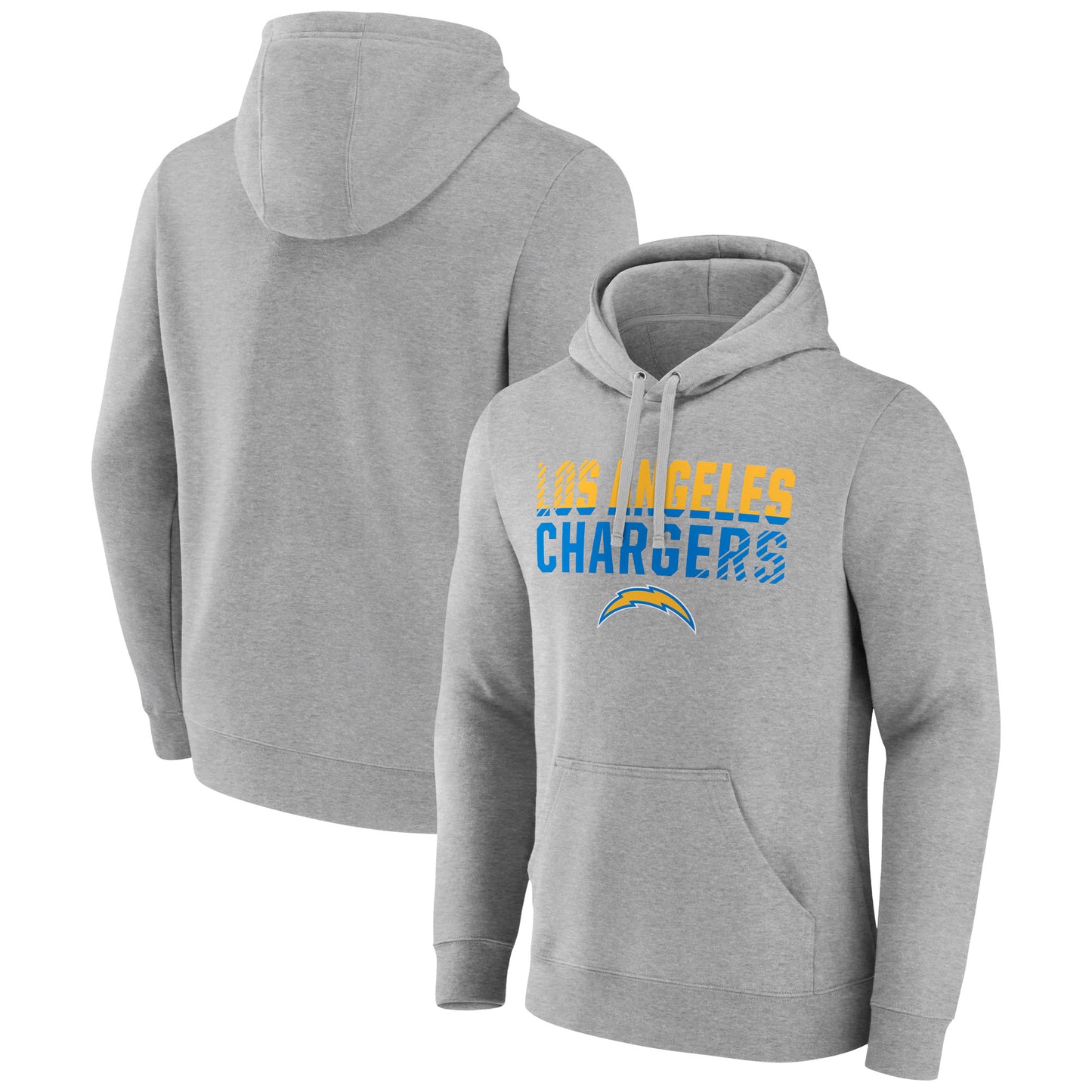 Men's Heather Gray Los Angeles Chargers Team Fade Out Fitted Pullover Hoodie