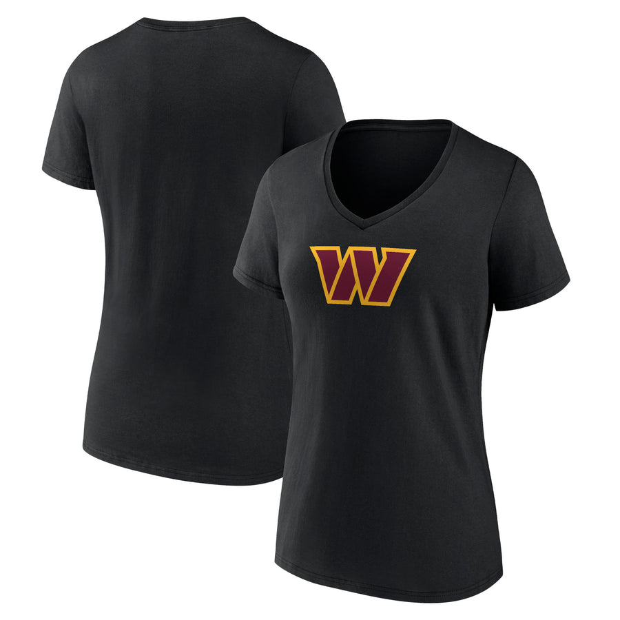 Women's Black Washington Commanders Primary Team Logo V-Neck T-Shirt