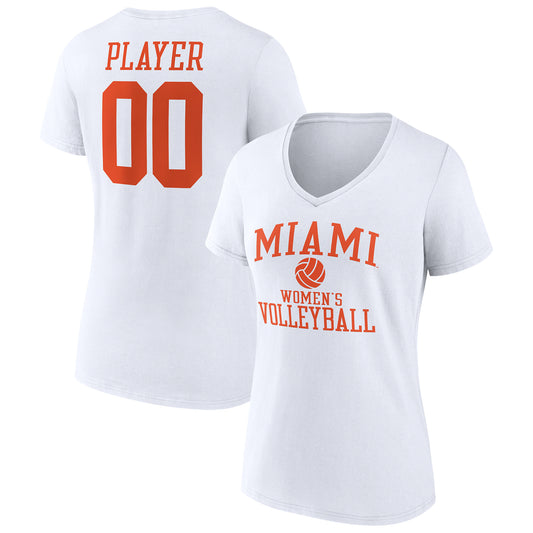 Women's White Miami Hurricanes Women's Volleyball Pick-A-Player NIL Gameday Tradition V-Neck T-Shirt