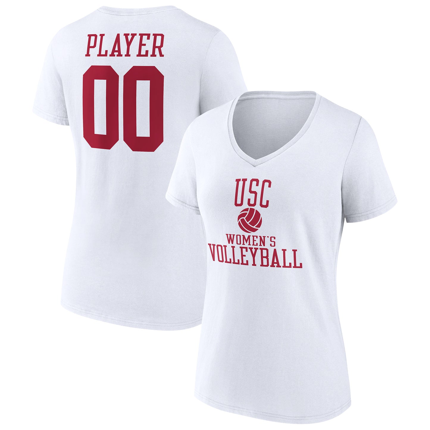 Women's White USC Trojans Women's Volleyball Pick-A-Player NIL Gameday Tradition V-Neck T-Shirt