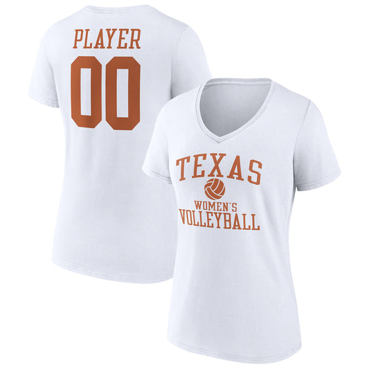 Women's White Texas Longhorns Women's Volleyball Pick-A-Player NIL Gameday Tradition V-Neck T-Shirt