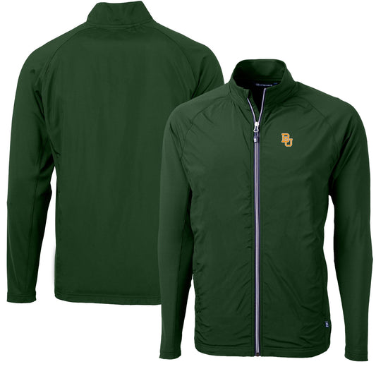 Men's Cutter & Buck Green Baylor Bears Adapt Eco Knit Hybrid Recycled Full-Zip Jacket