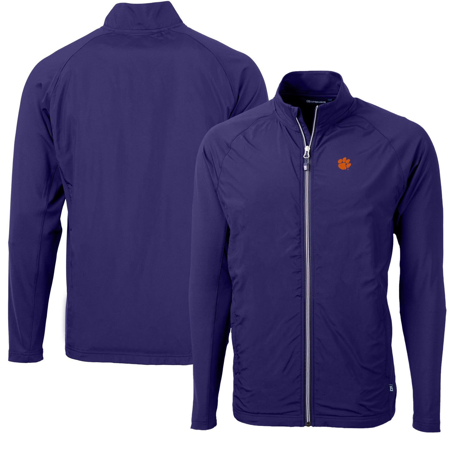 Men's Cutter & Buck Purple Clemson Tigers Adapt Eco Knit Hybrid Recycled Full-Zip Jacket