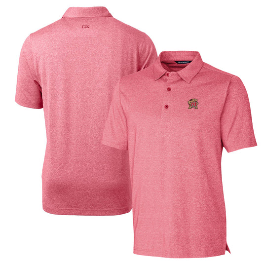 Men's Cutter & Buck Heather Red Maryland Terrapins Forge Stretch Polo