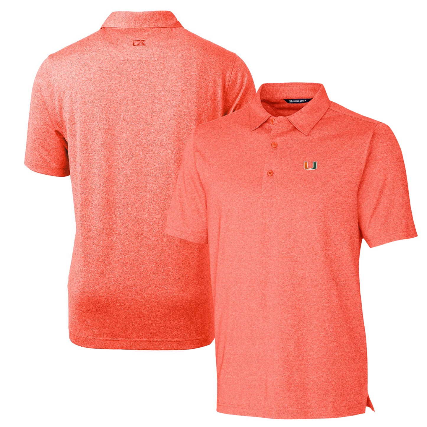 Men's Cutter & Buck Heather Orange Miami Hurricanes Forge Stretch Polo