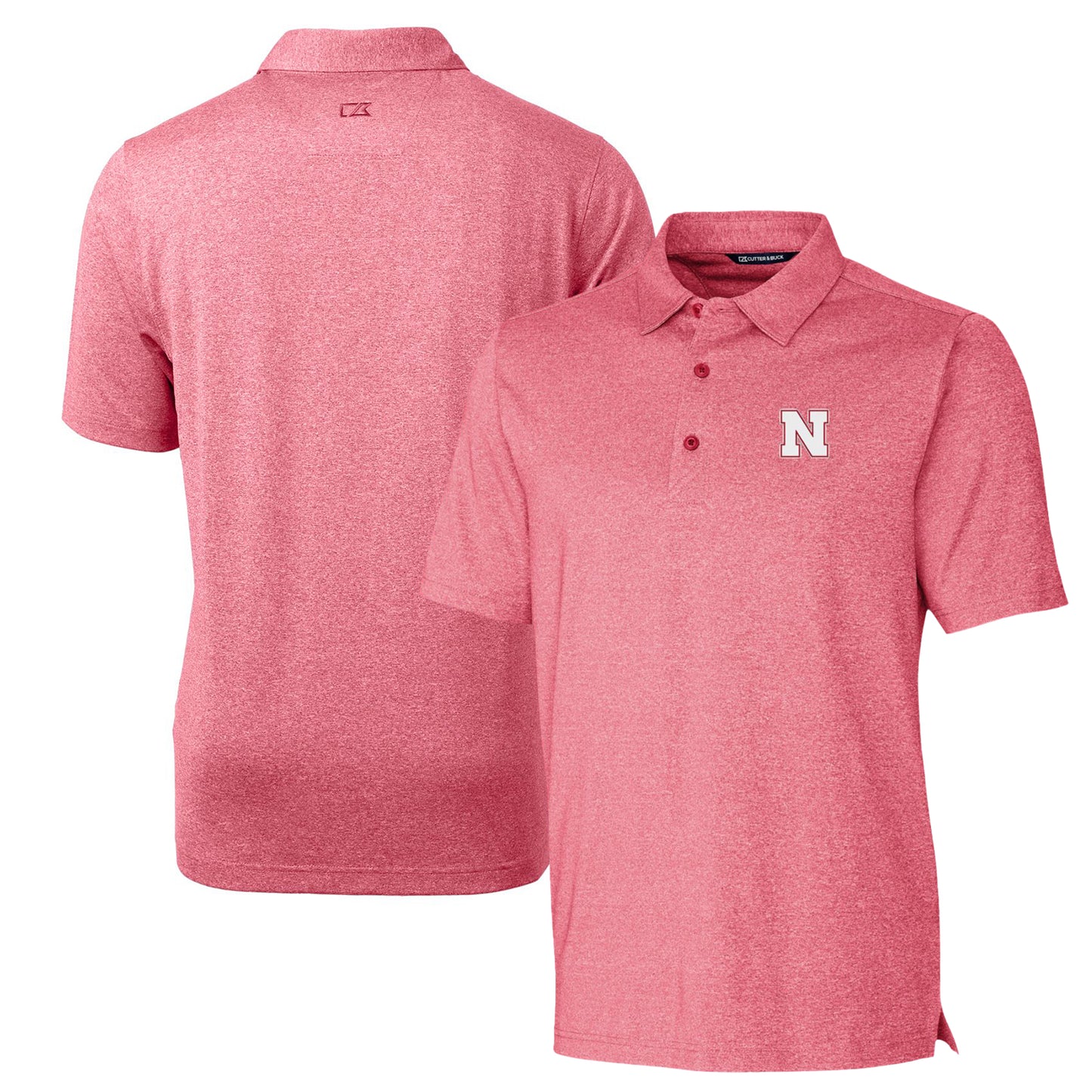 Men's Cutter & Buck Heathered Scarlet Nebraska Huskers Forge Stretch Polo