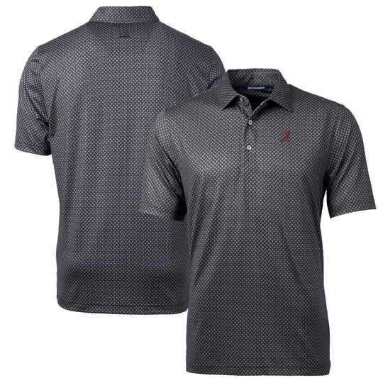 Men's Cutter & Buck Black Alabama Crimson Tide Pike Banner Print Polo