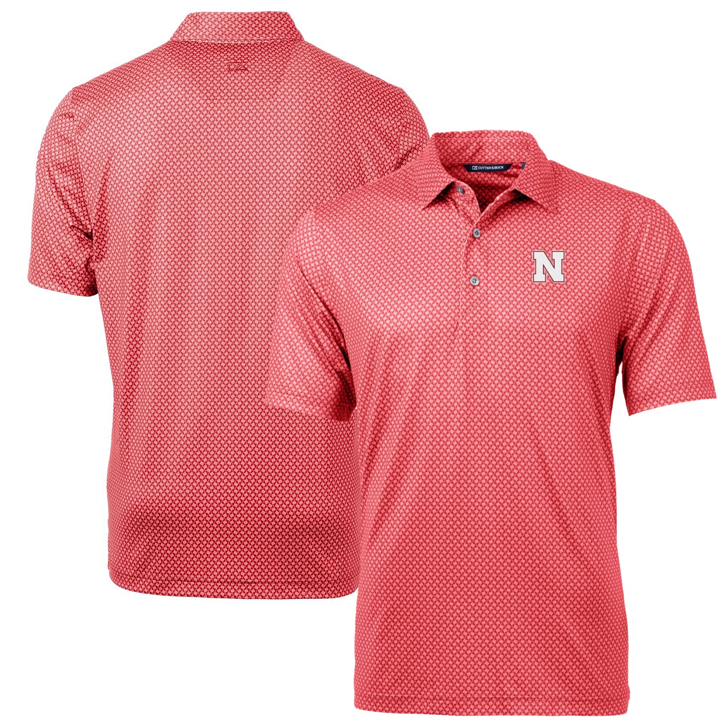 Men's Cutter & Buck Scarlet Nebraska Huskers Pike Banner Print Polo