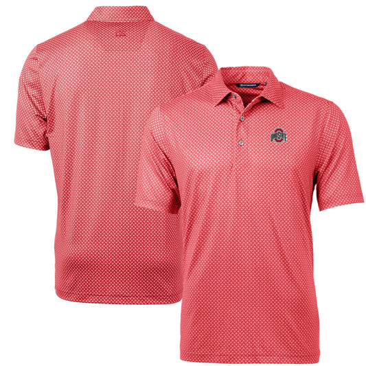 Men's Cutter & Buck Scarlet Ohio State Buckeyes Pike Banner Print Polo