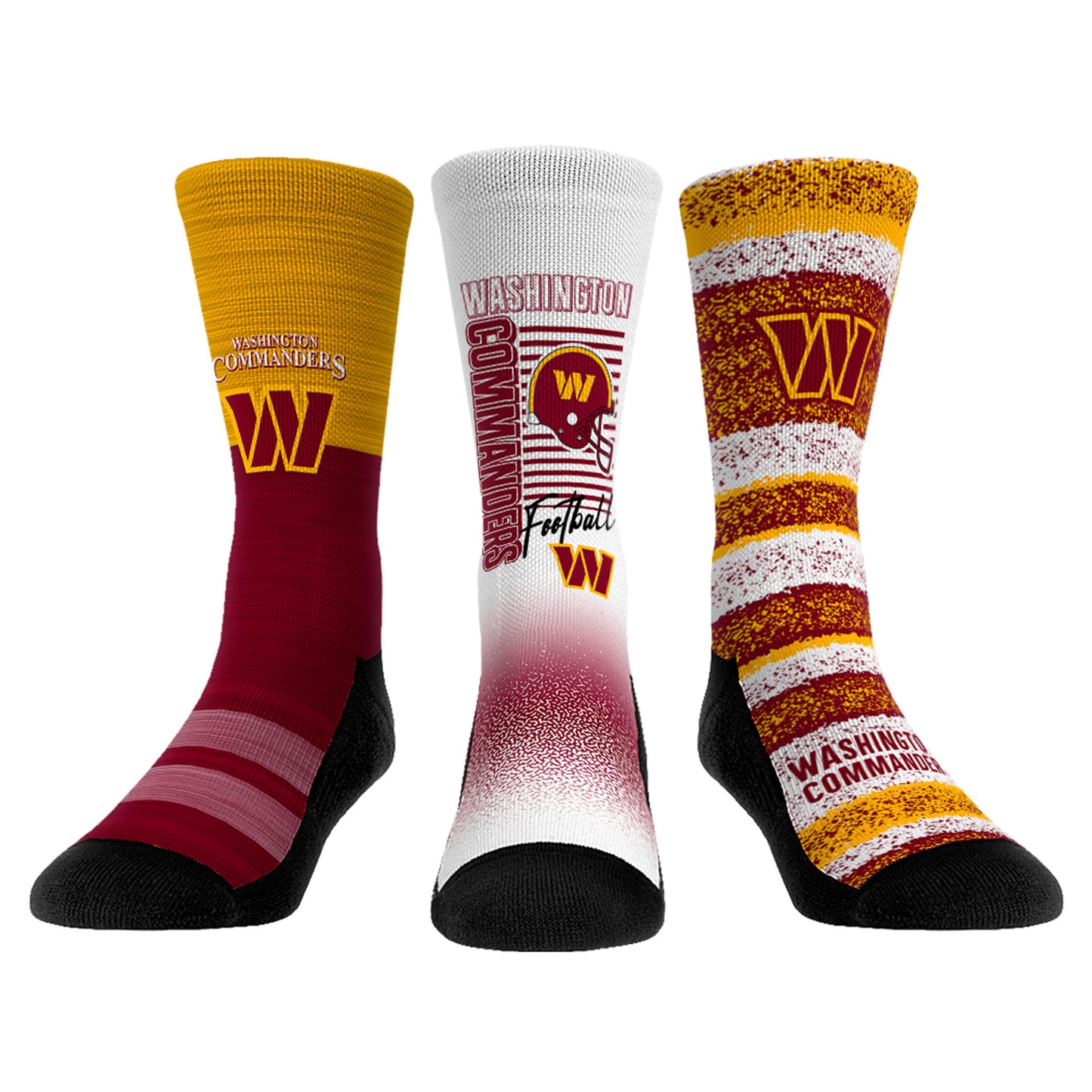 Unisex Rock Em Socks Washington Commanders Throwback Three-Pack Crew Sock Set