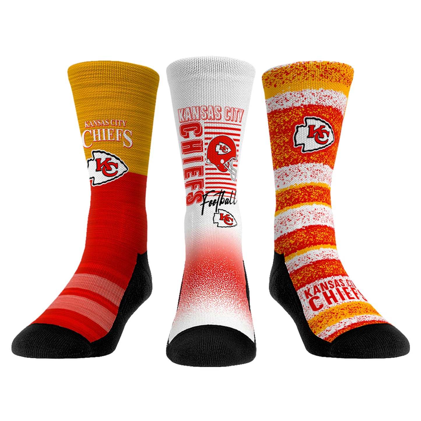 Youth Rock Em Socks Kansas City Chiefs Throwback Three-Pack Crew Sock Set