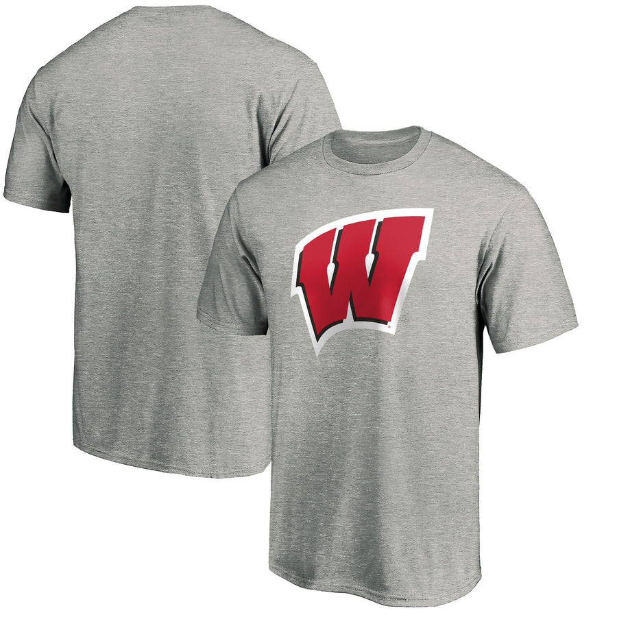 Men's Heather Gray Wisconsin Badgers Logo T-Shirt