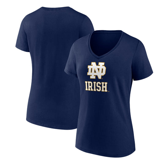 Women's Navy Notre Dame Fighting Irish Team Logo V-Neck T-Shirt