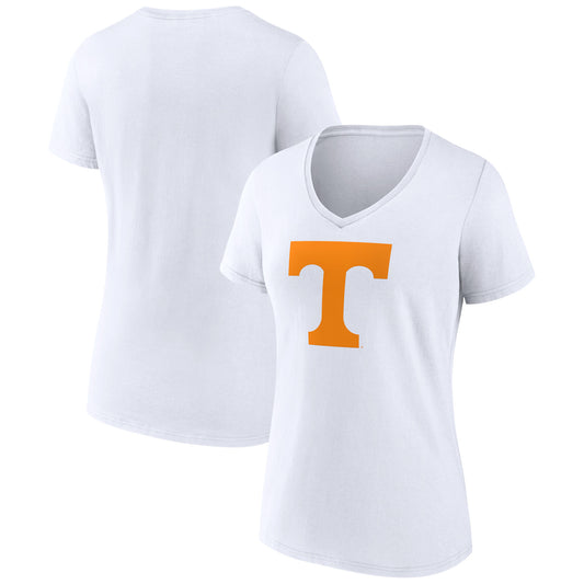 Women's White Tennessee Volunteers Team Logo V-Neck T-Shirt