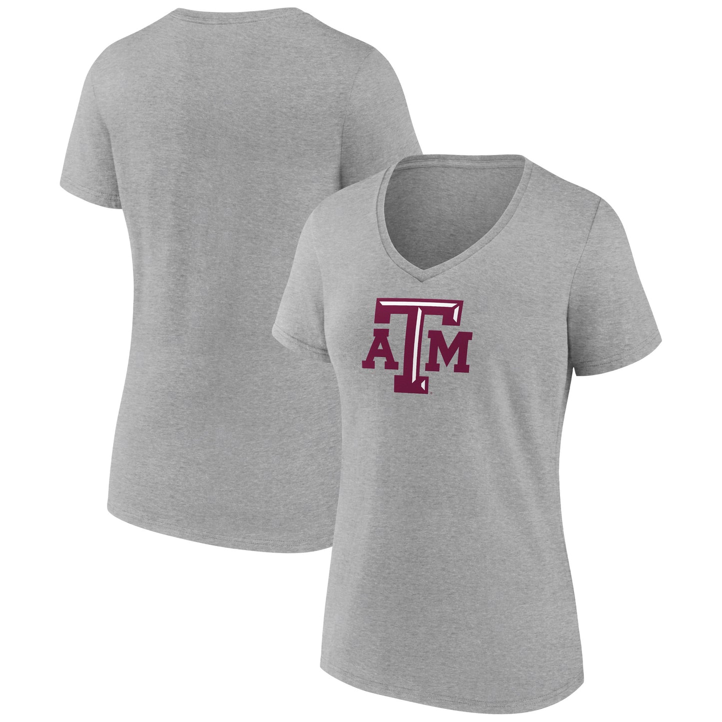 Women's Gray Texas A&M Aggies Team Logo V-Neck T-Shirt