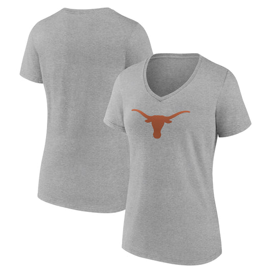 Women's Gray Texas Longhorns Team Logo V-Neck T-Shirt