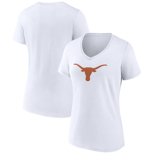 Women's White Texas Longhorns Team Logo V-Neck T-Shirt