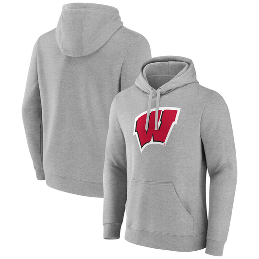 Men's Gray Wisconsin Badgers Logo Pullover Hoodie