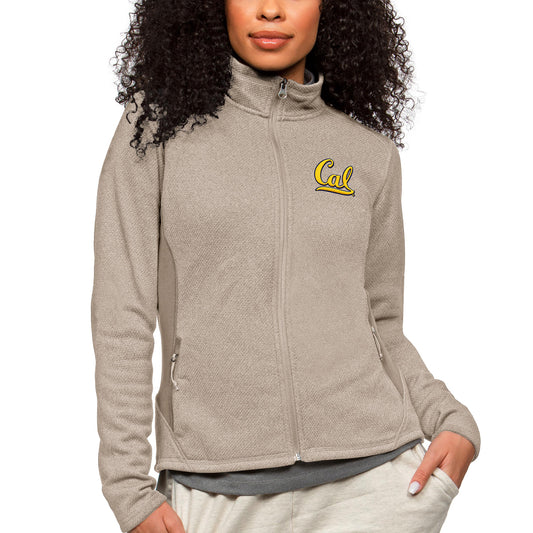 Women's Antigua Oatmeal Cal Bears Course Full-Zip Jacket