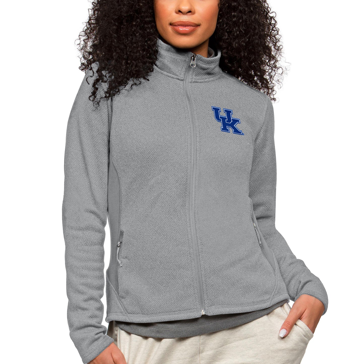 Women's Antigua Heather Gray Kentucky Wildcats Course Full-Zip Jacket