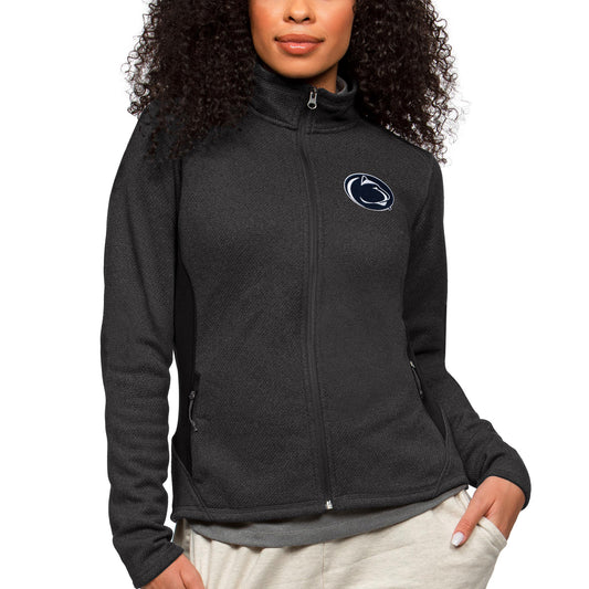 Women's Antigua Heather Black Penn State Nittany Lions Course Full-Zip Jacket