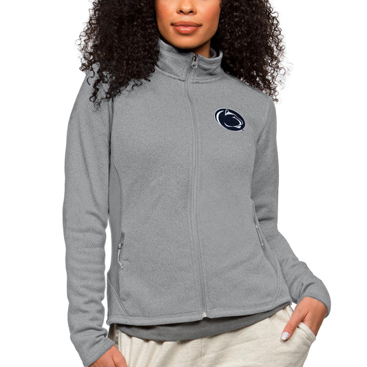 Women's Antigua Heather Gray Penn State Nittany Lions Course Full-Zip Jacket