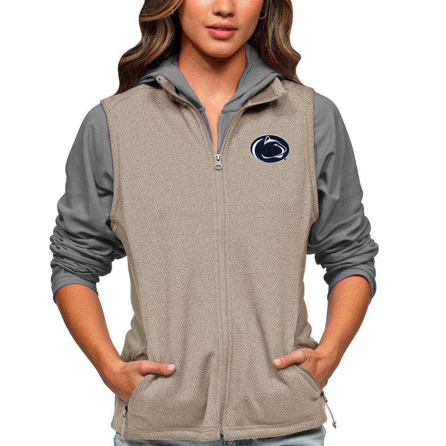 Women's Antigua Oatmeal Penn State Nittany Lions Course Full-Zip Vest