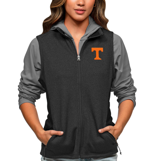 Women's Antigua Heather Black Tennessee Volunteers Course Full-Zip Vest