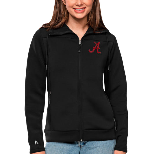 Women's Antigua Black Alabama Crimson Tide Protect Full-Zip Jacket