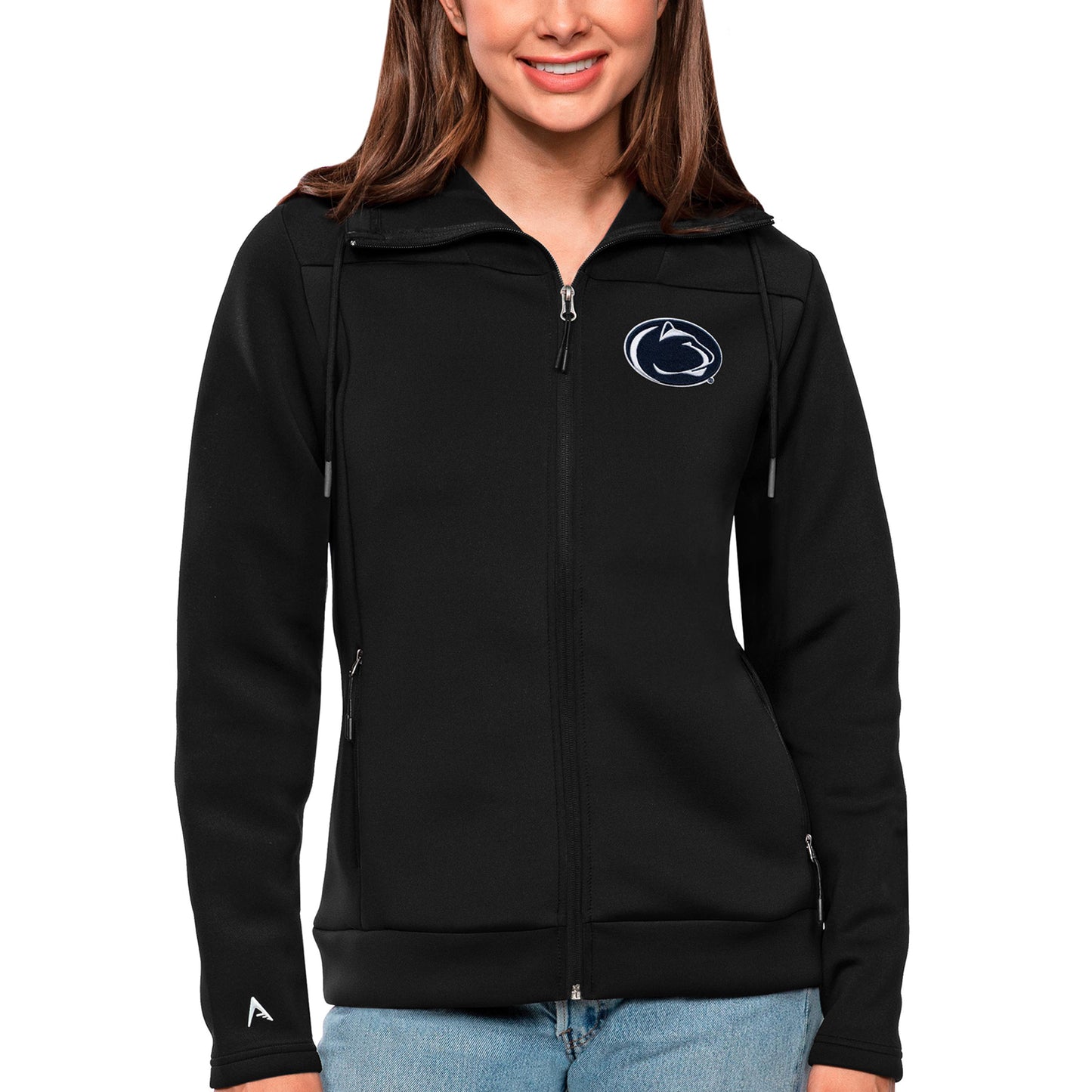 Women's Antigua Black Penn State Nittany Lions Protect Full-Zip Jacket