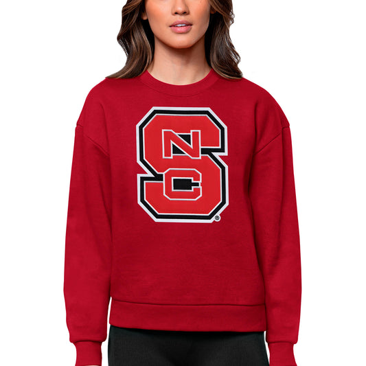 Women's Antigua Red NC State Wolfpack Victory Crewneck Pullover Sweatshirt