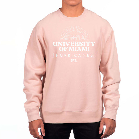 Men's Uscape Apparel Pink Miami Hurricanes Premium Heavyweight Crewneck Sweatshirt