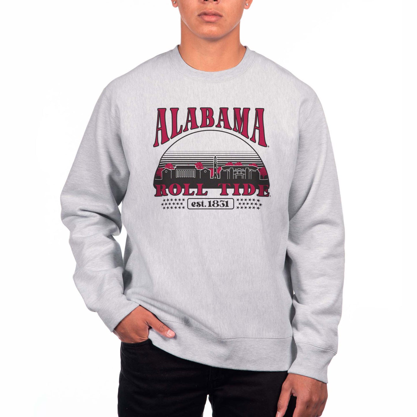 Men's Uscape Apparel Heather Gray Alabama Crimson Tide Premium Heavyweight Crewneck Sweatshirt