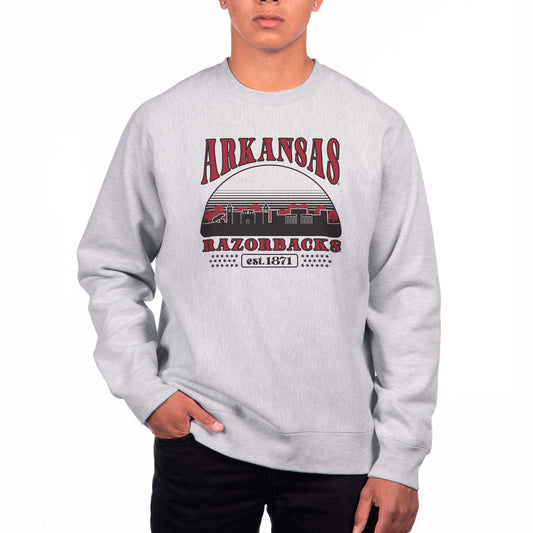 Men's Uscape Apparel Heather Gray Arkansas Razorbacks Premium Heavyweight Crewneck Sweatshirt