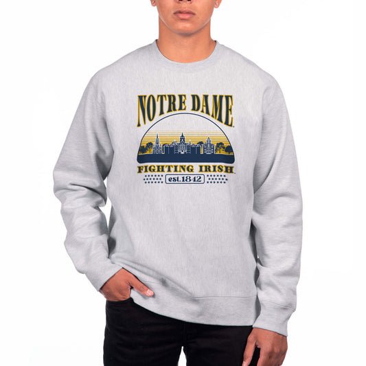 Men's Uscape Apparel Heather Gray Notre Dame Fighting Irish Premium Heavyweight Crewneck Sweatshirt