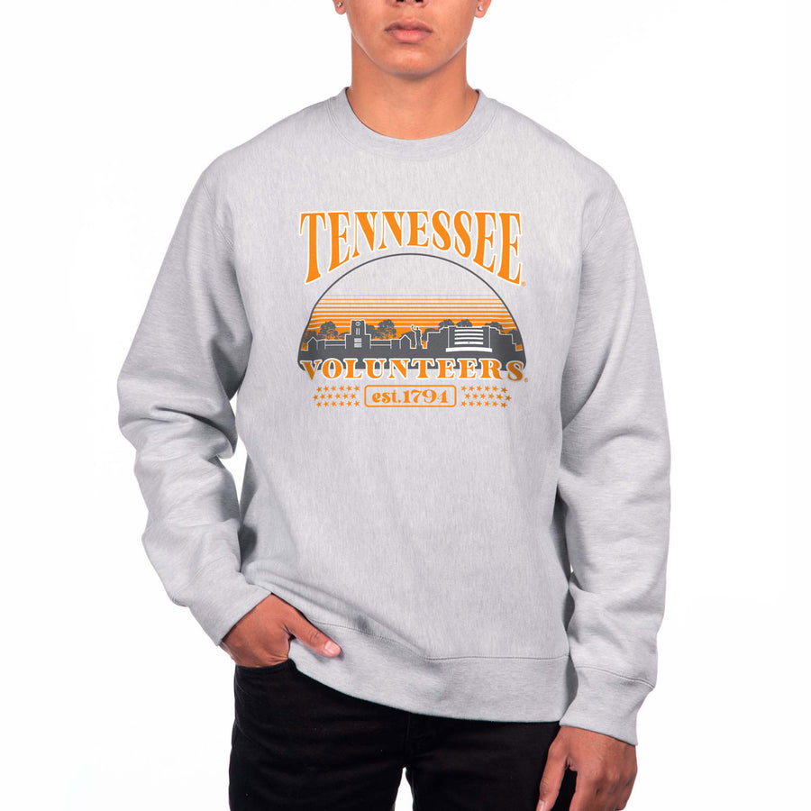 Men's Uscape Apparel Heather Gray Tennessee Volunteers Premium Heavyweight Crewneck Sweatshirt