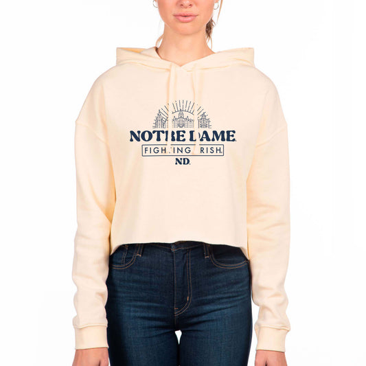 Women's Uscape Apparel Cream Notre Dame Fighting Irish Fleece Crop Hoodie