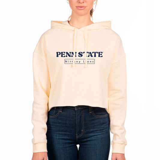 Women's Uscape Apparel Cream Penn State Nittany Lions Fleece Crop Hoodie