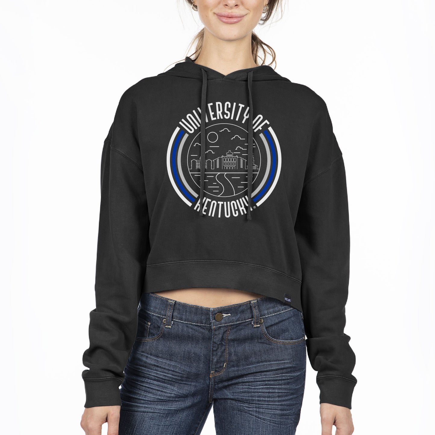 Women's Uscape Apparel Black Kentucky Wildcats Pigment Dyed Fleece Crop Hoodie