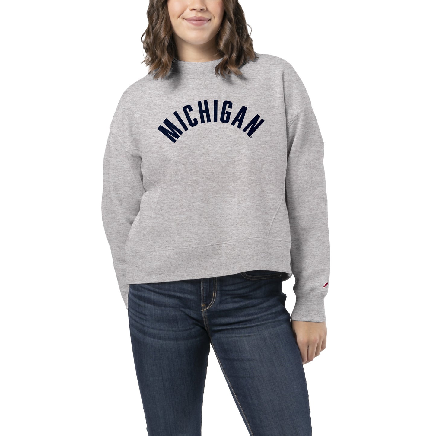 Women's League Collegiate Wear Heather Gray Michigan Wolverines 1636 Boxy Sweatshirt