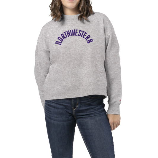 Women's League Collegiate Wear Heather Gray Northwestern Wildcats 1636 Boxy Sweatshirt