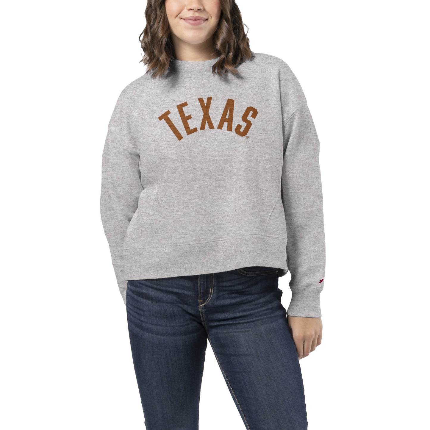 Women's League Collegiate Wear Heather Gray Texas Longhorns 1636 Boxy Sweatshirt