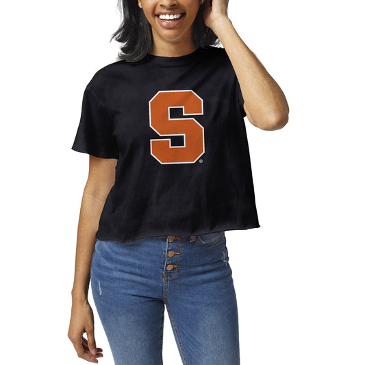 Women's League Collegiate Wear Navy Syracuse Orange Clothesline Crop T-Shirt