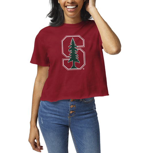 Women's League Collegiate Wear Maroon Stanford Cardinal Clothesline Crop T-Shirt